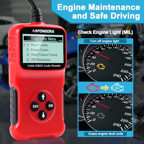Anyongora OBD2 Scanner Car Engine Fault Code Reader, Automotive CAN Diagnostic Scan Tool for Check Engine Light, V309