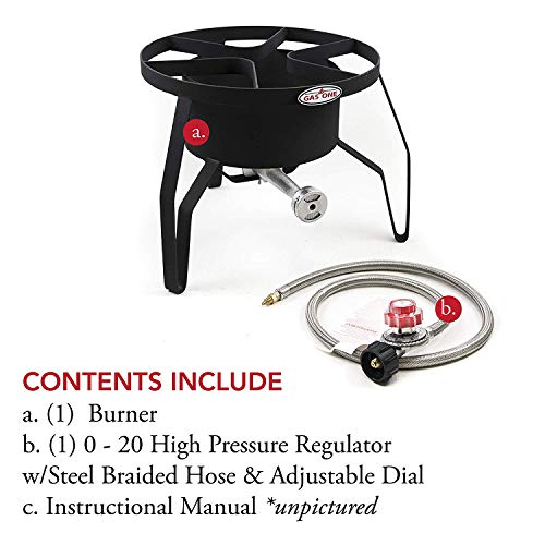 GasOne B-5300 One High-Pressure Outdoor Propane Burner Gas Cooker Weld, Black