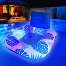 Floating Pool Chair with Solar Powered Light, XL Inflatable Pool Floats Adults with Light, Large Pool Float with Night Lights, Summer Beach Pool Chair, Lake Raft with Cup Holder