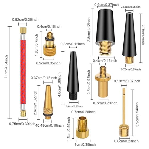 Brass Presta Schrader Valve Adapter Tools, Ball Pump Needle, Bike Tire Valve Pump Adapters, Pump Tools, Presta Valve Adapter Bike Pump Accessories Fit for Bike Gym Balloon Toy Pump(21Pcs)