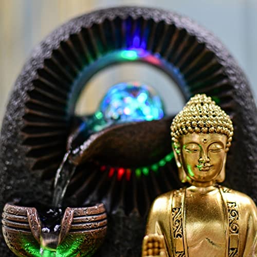 Zen'Light Buddha Bhava Indoor Fountain, Zen Decor, Ideal for Meditation and Relaxation, Table Fountain with Closed Circulation, Colour-Changing LED Lighting, Water Flows on 3 Levels, Height 26 cm