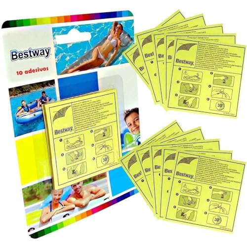 Bestway Heavy Duty Repair Patch, Swimming Pool Patch Repair Kit, Pool Puncture Repair Patch, 10 Patches, Multicolor,62068