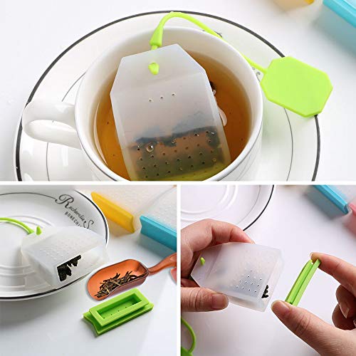 5 Pcs Silicone Tea Infuser,DanziX Safe Reusable Loose Leaf Tea Bags Strainer Filter with 2 Pcs Tea Spoon for Daily Usage