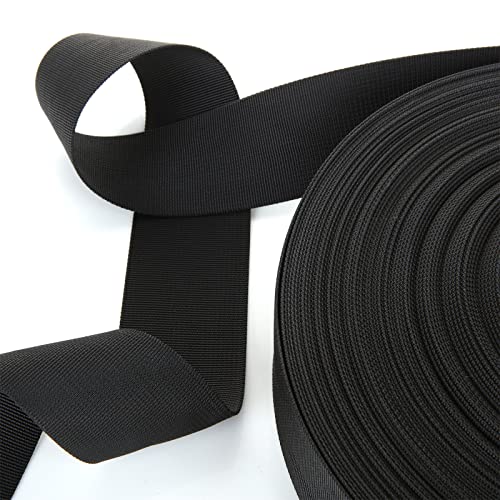 ZOEYES 2 Inch Heavy Duty Nylon Webbing 50 Yards Black Strapping Webbing, Flat Webbing Strap, Great for Dog Leash, Collars, Seat Belt, Backpack, Outdoor DIY Gear Repair