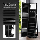 Mirror Jewellery Cabinet Standing Armoire Makeup Storage 360 Degree Rotating Wood Jewelry Organiser with Full Mirror Necklace Earring Ring Holders Black