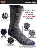 Dickies Men's Dri-Tech Moisture Control Crew Socks Multipack, Heathered Colors (6 Pairs), 6-12