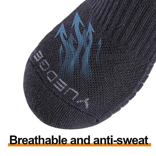 YUEDGE Men's Black Crew Socks Performance Cushioned Training Athletic Socks Moisture Wicking Mens Socks Comfort Work Socks For Men Size 10-13, 5 Pairs/Pack