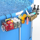 【2 Sets】【60lb】Poolside Storage Basket, Above Ground Pool Accessories, Metal Swimming Pool Storage organizer with Pool Cup Holder, Pool Must Haves 2024 Upgrade, Fits Steel Round or Frame Above Pools