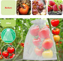 50 Pieces White Fruit Protection Bags- 17x23cm Fruit Netting Bags with Drawstring,Garden Fruit Cover Mesh Bag to Protect Plants from Pest Birds Squirrels (White)