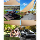 Instahut Shade Sail Rectangle 2 x 4m Sunshade Cloth Shadecloth Sun Block Outdoor Marquee Canopy Shelter Cover for Beach Pool Patio Backyard Lawn Garden Carport Fence Greenhouse, Beige 95% UV Blockage