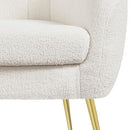 Yaheetech Sherpa Fabric Accent Chair, Modern Cozy Vanity Chair with Gold Metal Legs, Boucle Fabric Armchair with Removable Seat Cushion for Living Room Bedroom Office Guest Room, Ivory