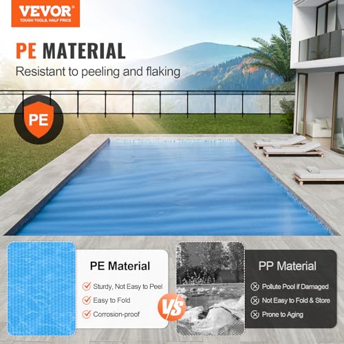 VEVOR Solar Pool Cover, 28 x 14 ft Rectangle Solar Blanket for Pools, Inground Above Ground Swimming Pool Solar Cover, 16 mil Solar Covers Blue