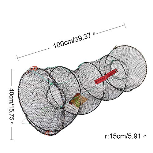 SF 1 Pack Fishing Casting Nets Crab Trap Crawfish Crayfish Shrimp Collapsible Cast Net Durable Black Mesh Fishing Nets Portable Folded Safe Fish Catching- Small