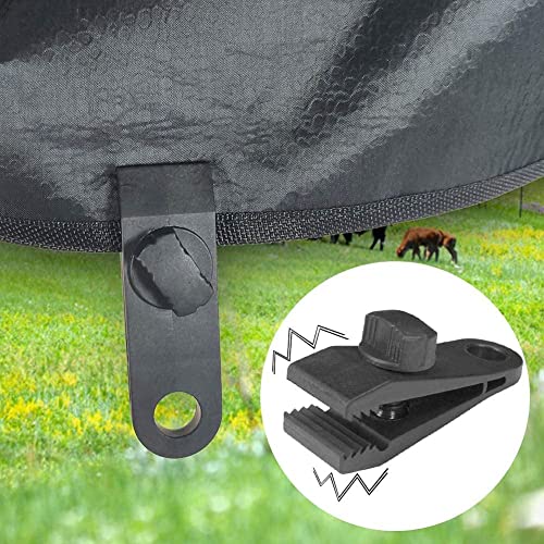 12 Pcs Tarp Clips and 12Pcs Ball Bungee Cords -Tarp Clamps Heavy Duty Lock Grip Tent Pool Awning Fasteners Clips with 6 Inch Bungee Ball Cords for Outdoor Camping Canopies Tarps Cargo Tent etc.