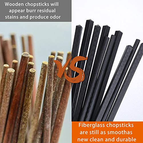 10 Pairs Fiberglass Chopsticks, Reusable Alloy Chop Sticks Non-slip Chopsticks, Dishwasher, 9 1/2 Inches