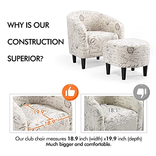 Yaheetech Lounge Chair & Ottoman Modern Chaise Lounge Armchair with Footstool Lounge Reading Chair with Footrest Letter Print