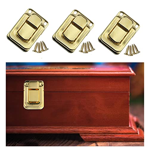 Wanfoou 10 PCS Toggle Catch Lock, Golden Zinc Alloy Hasp Lock with Screws for Suitcase Chest Trunk Latch Clasp