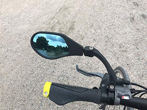 Hafny New Handlebar Bike Mirror, HD,Blast-Resistant, Glass Lens, HF-MR088LS (Left) (HF-M903LB-FR01 (Handlebar Fitting Left Side, Blue Glass))