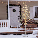 Costway 155 CM Lighted Birch Tree, Artificial Christmas Twig Tree with 168 Warm-White LED Lights, Metal Stakes, Indoor & Outdoor Christmas Holiday Party Decor, Xmas Birch Tree for Porch Home Store