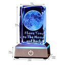 3D Moon Crystal with LED Colourful Light Base,Valentines Gifts for Her Girlfriend Wife Mom Women，Birthday Presents Lamp Thanksgiving Anniversary Funny Night Light