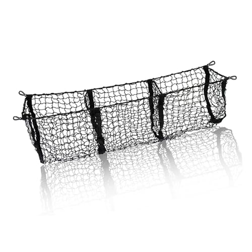 Zone Tech Three Pocket Mesh Trunk Cargo Net Storage Organizer– Premium Quality Black Heavy Duty Black Mesh 3 Pocket Trunk Cargo Organizer for Car, Van, SUV Pickup Truck Bed