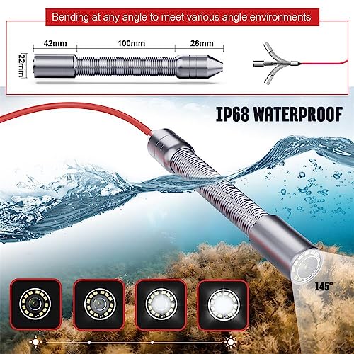 Sewer Camera,66ft/20m 4.3" Pipe Inspection Camera with 16G DVR IP68 Waterproof Borescope w/LED Lights,Industrial Drain Endoscope for Home Wall Duct Drain Pipe Plumbing