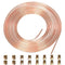 Swpeet 17Pcs in Set Copper Coated 25 ft 3/16" Brake Line Tubing Kit, Includes 16 Fittings, Complete Replacement Brake or Fuel Tubing, Easy to Hand Bend (0.028) Wall Thickness, SAE Thread, Rust Proof