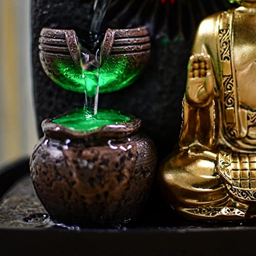 Zen'Light Buddha Bhava Indoor Fountain, Zen Decor, Ideal for Meditation and Relaxation, Table Fountain with Closed Circulation, Colour-Changing LED Lighting, Water Flows on 3 Levels, Height 26 cm