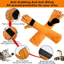 Animal Handling Gloves Bite Proof Double Leather Reinforced Padding Dog,Cat Scratch,Bird Handling Falconry Gloves Grabbing Reptile Squirrel Snake Bite 60CM Comfort and Extra Heat Protection. (Black)