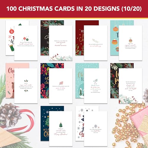 100 Christmas Cards (20 Designs)