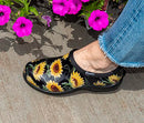 Sloggers Waterproof Garden Shoe for Women – Outdoor Slip-On Rain and Garden Clogs with Premium Comfort Support Insole, F&G, Sunflower Print Black, 11