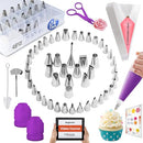 RFAQK 74PCs Cake Decorating Kit for Beginners,Icing Bags and Tips Set,Cupcake Frosting Piping Decorations,48 Icing Tips,20 Disposable Bags,1 Reusable Bag,Purple