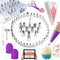 RFAQK 74PCs Cake Decorating Kit for Beginners,Icing Bags and Tips Set,Cupcake Frosting Piping Decorations,48 Icing Tips,20 Disposable Bags,1 Reusable Bag,Purple