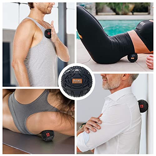 Deep Tissue Massage Ball - Portable and Durable Mobility Ball for Exercise and Recovery- Includes Carry Bag -Perfect for Trigger Point Therapy and Myofascial Release-12 cms Dia (Black)