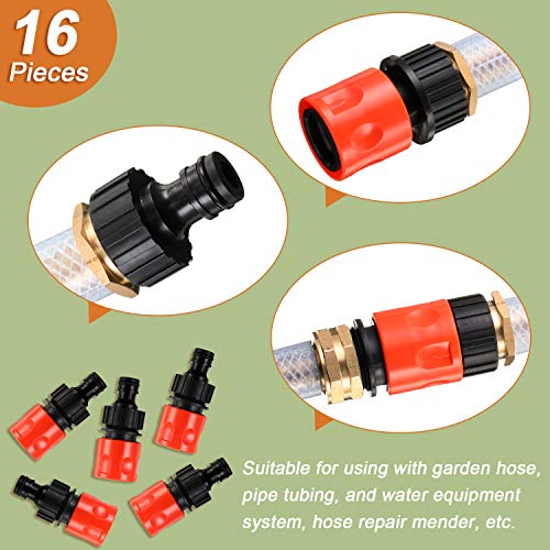 16 Pieces Garden Hose Quick Connector 3/4 Inch Plastic Water Hose Fittings Male and Female Connectors Hose End Adapters with 10 Pieces Rubber Gaskets