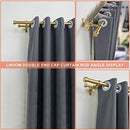 Lwiiom Double Curtain Rods with Aluminum End Cap and Full Surround Brackets,1"Front and 5/8" Back Rod,Adjustable between 72 to 144 Inches (6-12 Feet), Brass Double Window Drapery Rod