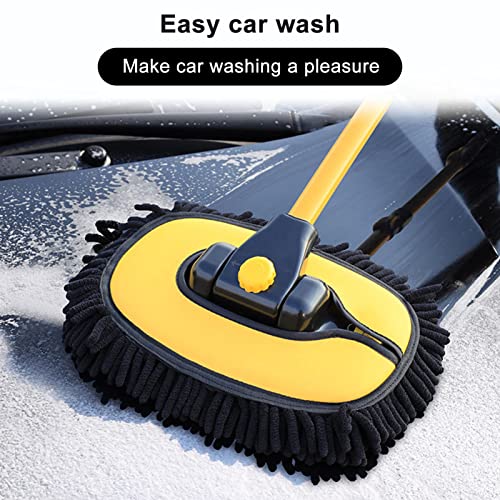 Car Wash Brush Mop with Long Handle, Soft Chenille Mitt Cleaning Mop Not Hurt Paint Scratch Free Duster Rotatable Car Special Cleaning Tool Accessories