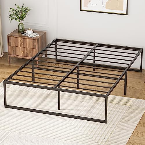 Bed Frame Single Size, All Metal Material Mattress Base, 39cm Large Storage Space Under Platform Bed, Black(91 * 190 * 41cm)