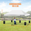 Pop Up Canopy Tent 10x20 - Commercial Instant Shelter Foldable/Collapsible Sun Shade Canopy Pop Up Tent w/Waterproof Tent Top, Portable Carry Bag & Sand Bag - SereneLife SLGZ20W (White)