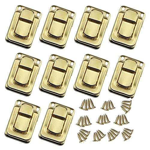 Wanfoou 10 PCS Toggle Catch Lock, Golden Zinc Alloy Hasp Lock with Screws for Suitcase Chest Trunk Latch Clasp