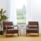 glitzhome 30.75 "H Mid Century Coffee Accent Armchair, Single Reading Armchair PU Leather Lounge Chair with Walnut Ruberwood Frame