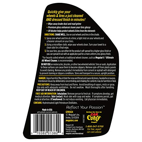 Meguiar's G190424 Ultimate Waterless Wheel & Tire Dressing - 24 Oz Spray Bottle