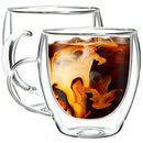 Youngever 2 Pack 250ML Glass Coffee Cups, Espresso Cups, Double Wall Thermo Insulated Coffee Cups, Glass Coffee Mugs