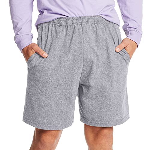 Hanes Men's Jersey Short with Pockets, Light Steel, XX-Large