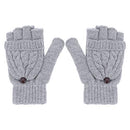 SOLUSTRE Women's Mittens Winter Mittens Warm Half Finger Gloves for Women, Flip Knitted Mittens Convertible Fingerless Gloves (Grey) White Mittens Ladies Mittens