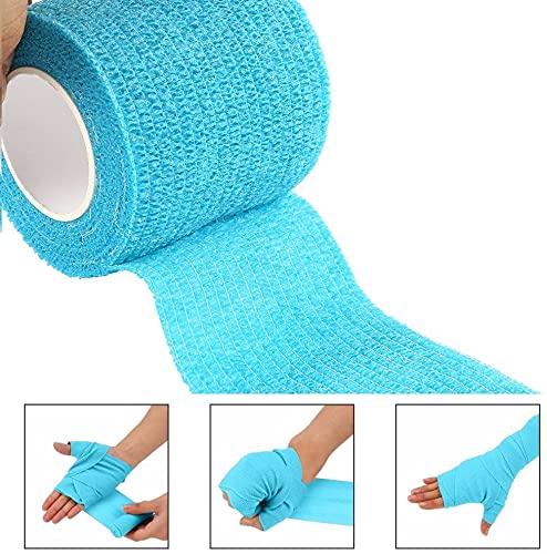 10 Pack Self Adhesive Bandage Wrap 4" x 5 Yards,Assorted Color Self Adherent Wrap Cohesive Bandage,First Aid Tape for Human or Animals Elbow, Ankle, Sprains, Swelling (7.5 CM - 10pcs)