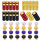 Swpeet 54Pcs 3 Colors Gold Black Red PVC Heat Shrink Capsules and Wine Bottle Cork Tops Stopper with Plastic Top Assortment Kit, Sealing Plug Bottle Cap with Shrink Wrap for Wine Bottles