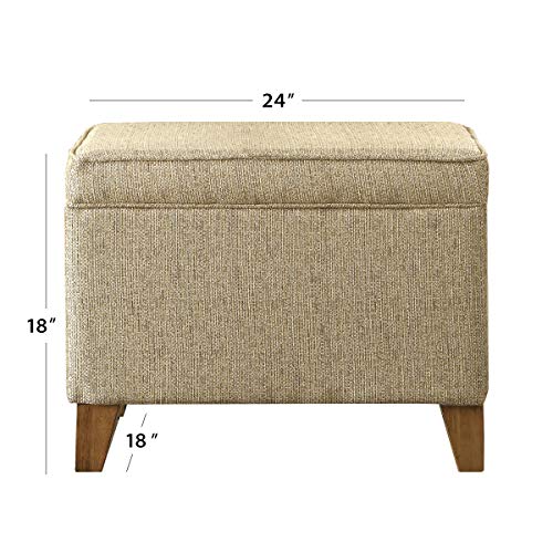 HomePop Upholstered Storage Ottoman with Hinged Lid, Tan