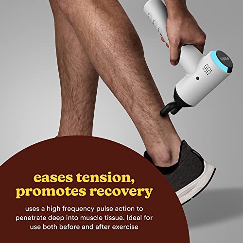 HoMedics Massage Gun Mini Massage Gun - Portable Physiotherapy Body Massager for Tired Muscles - Professional Physio Deep Massage - Includes 5 Massage Heads, Wireless, Rechargeable - White