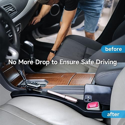 Car Seat Gap Filler Set of 2 Soft Foam Seat Gap Filler Universal Fit Car SUV Truck to Fill The Gap Between Seat and Console Stop Things from Dropping Drop Blocker (Black)